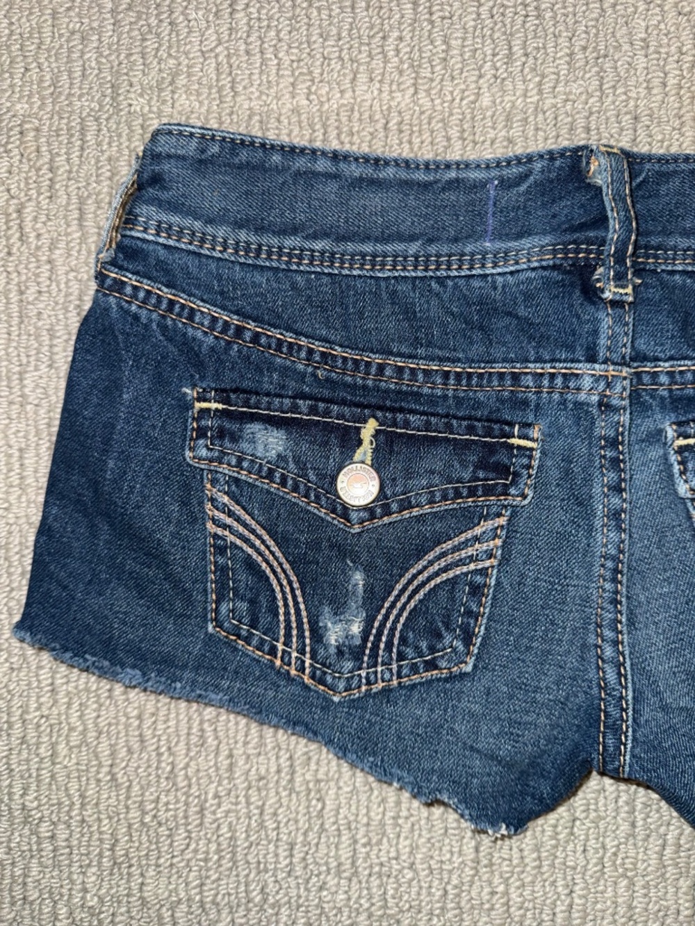 Vintage Hollister Distressed Denim Cutoff Shorts Size 0 W24 Low Rise Dark Wash - Picture 13 of 16